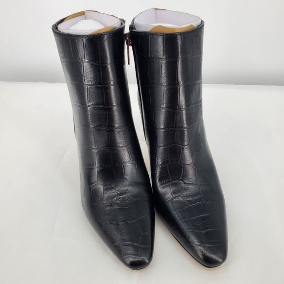 Vince Camuto Women's 6M Allost Black Croco Pointy Toe Ankle Boot 3in Heel New - Picture 2 of 12